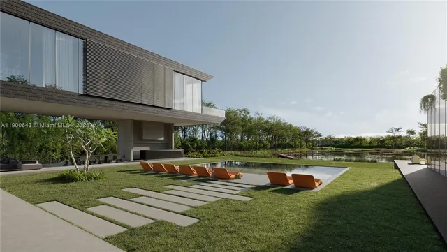 a view of a patio with couches table and chairs and potted plants
