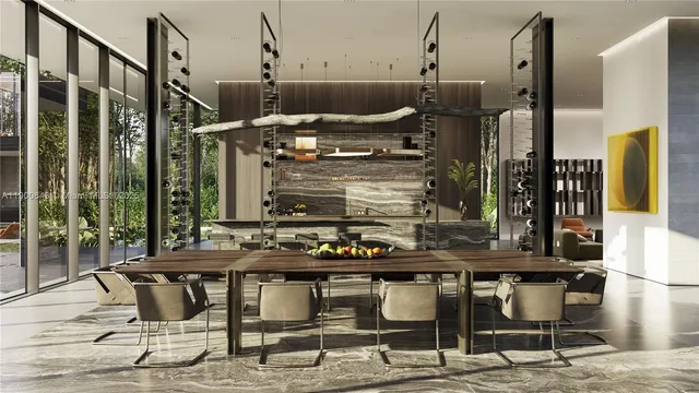 a view of a chairs and table in th patio