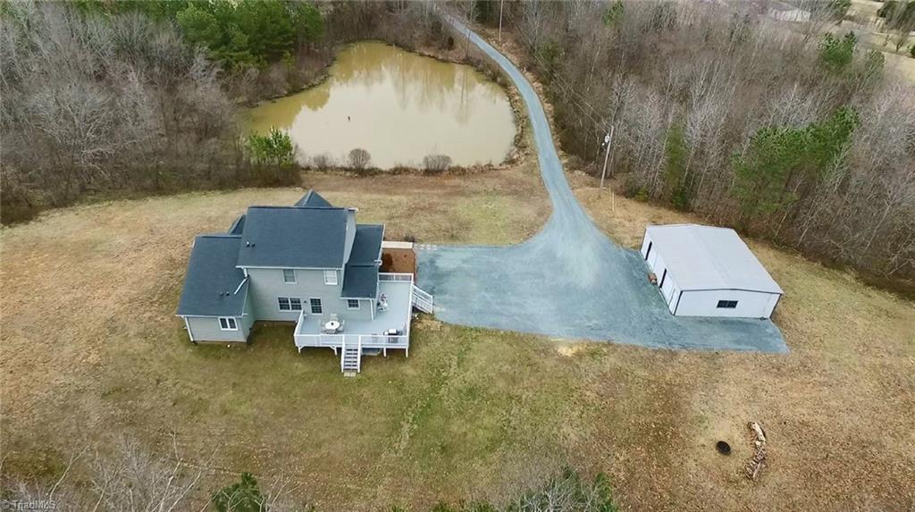 6052 David Moore Road Elon, NC 27244 - Photo 30 of 30 Aerial view of exterior back. This could be your private RETREAT!!