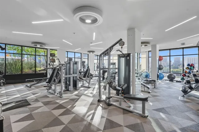 a view of a room with gym equipment