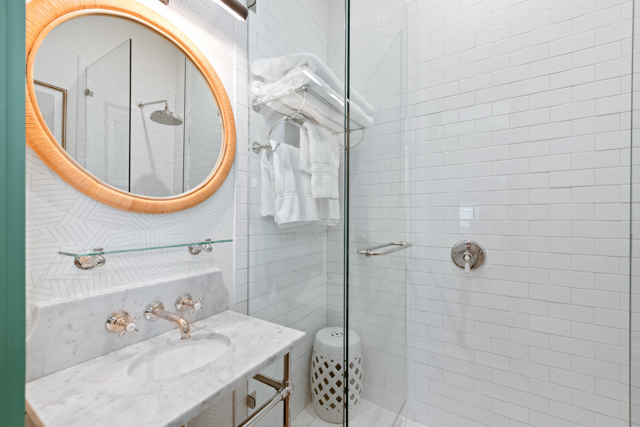 84 Windward Lane Inlet Beach, FL 32461 - Photo 27 of 67 a bathroom with a sink a mirror and shower