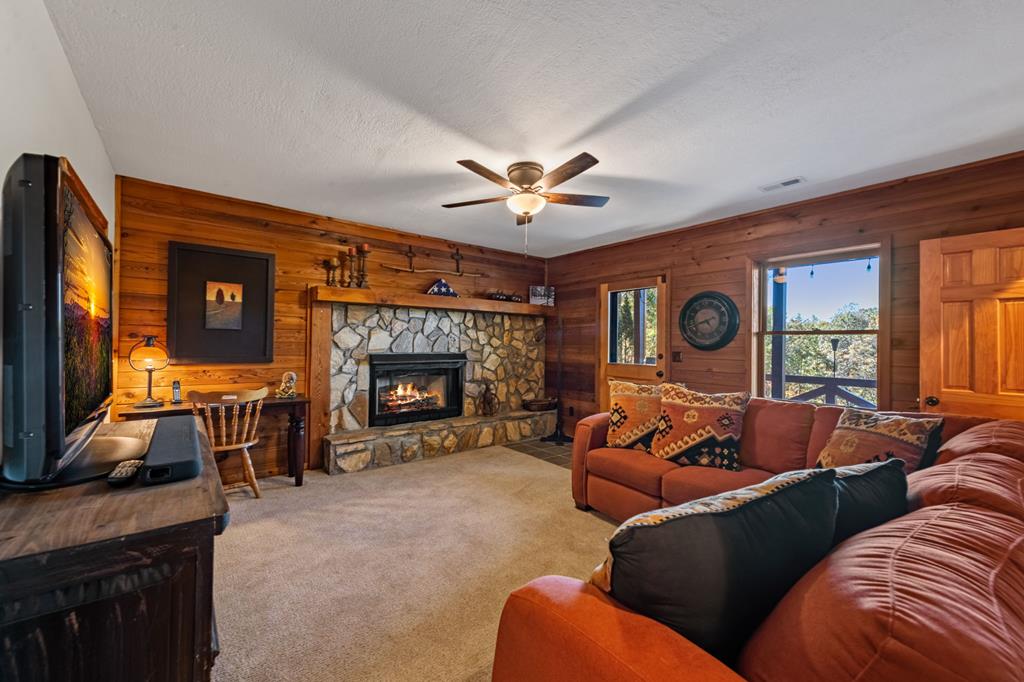 212 Dogpatch Lane Blue Ridge, GA 30513 - Photo 30 of 70 a living room with furniture and a fireplace