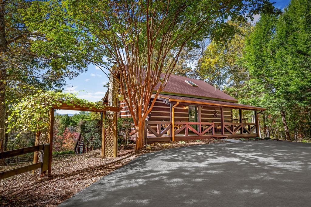212 Dogpatch Lane Blue Ridge, GA 30513 - Photo 6 of 70 front view of a house with a large tree