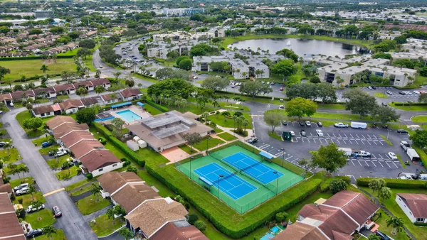 an aerial view of tennis court