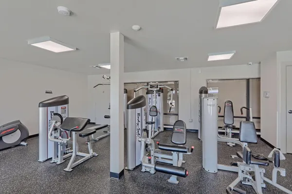 a view of a room with gym equipment