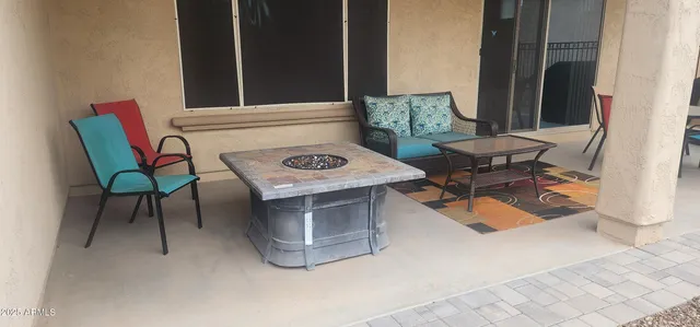 a outdoor space with furniture