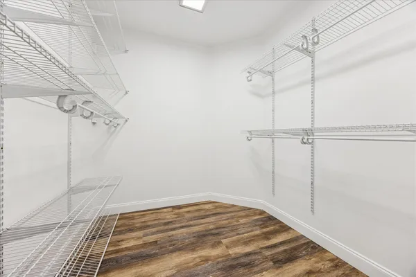 a view of a room with racks on the wall