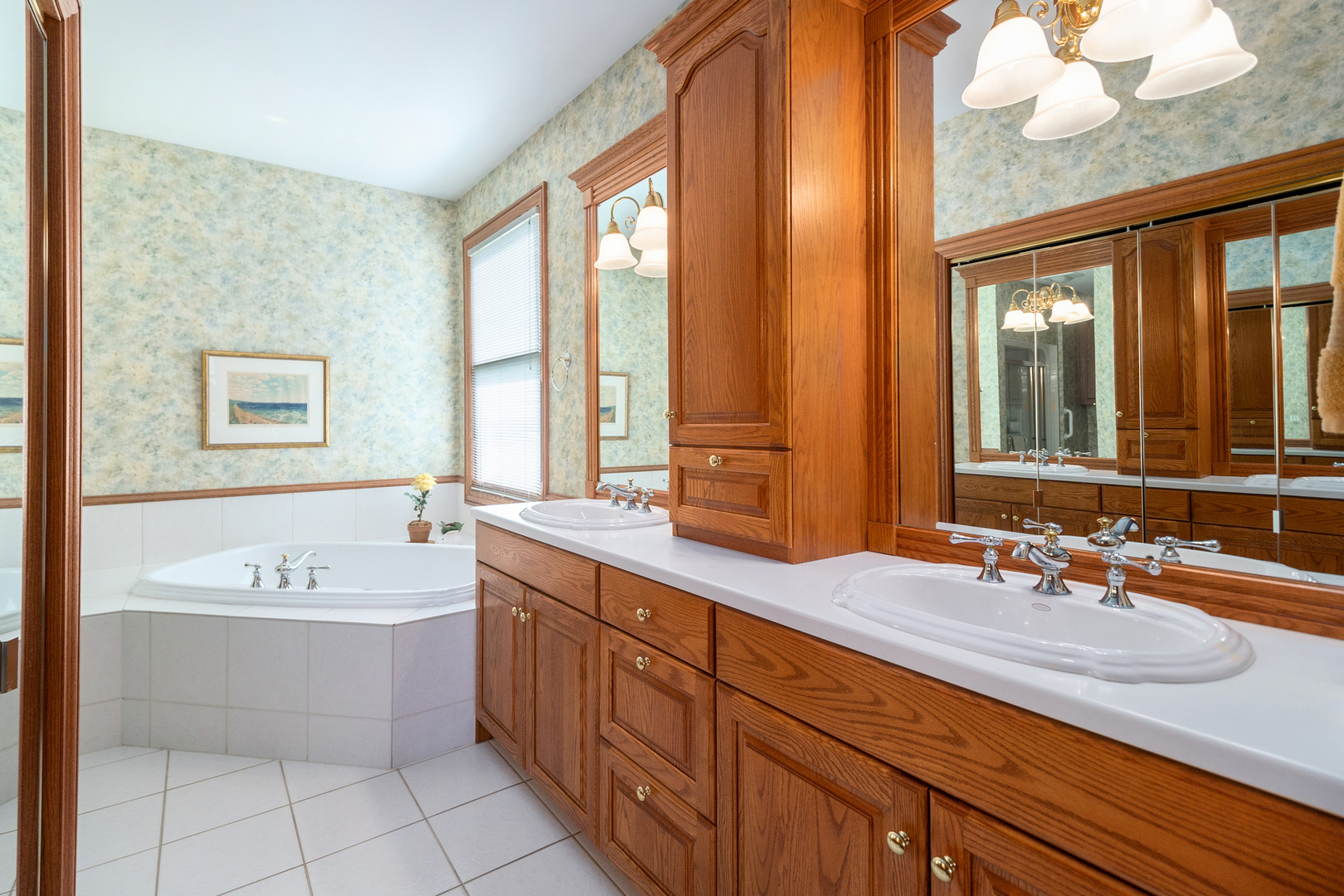 42W545 McDonald Road Elgin, IL 60124 - Photo 24 of 45 a bathroom with a sink double vanity granite tub and a mirror
