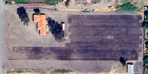 an aerial view of a wooden floor