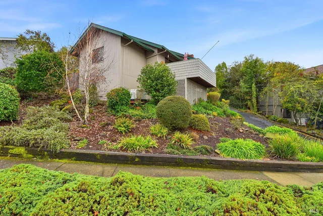 a backyard of a house with lots of green space