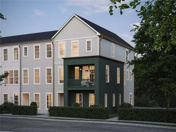 a front view of residential houses