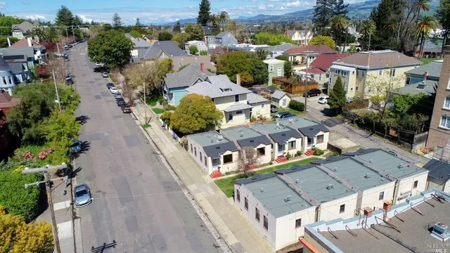 an aerial view of a city