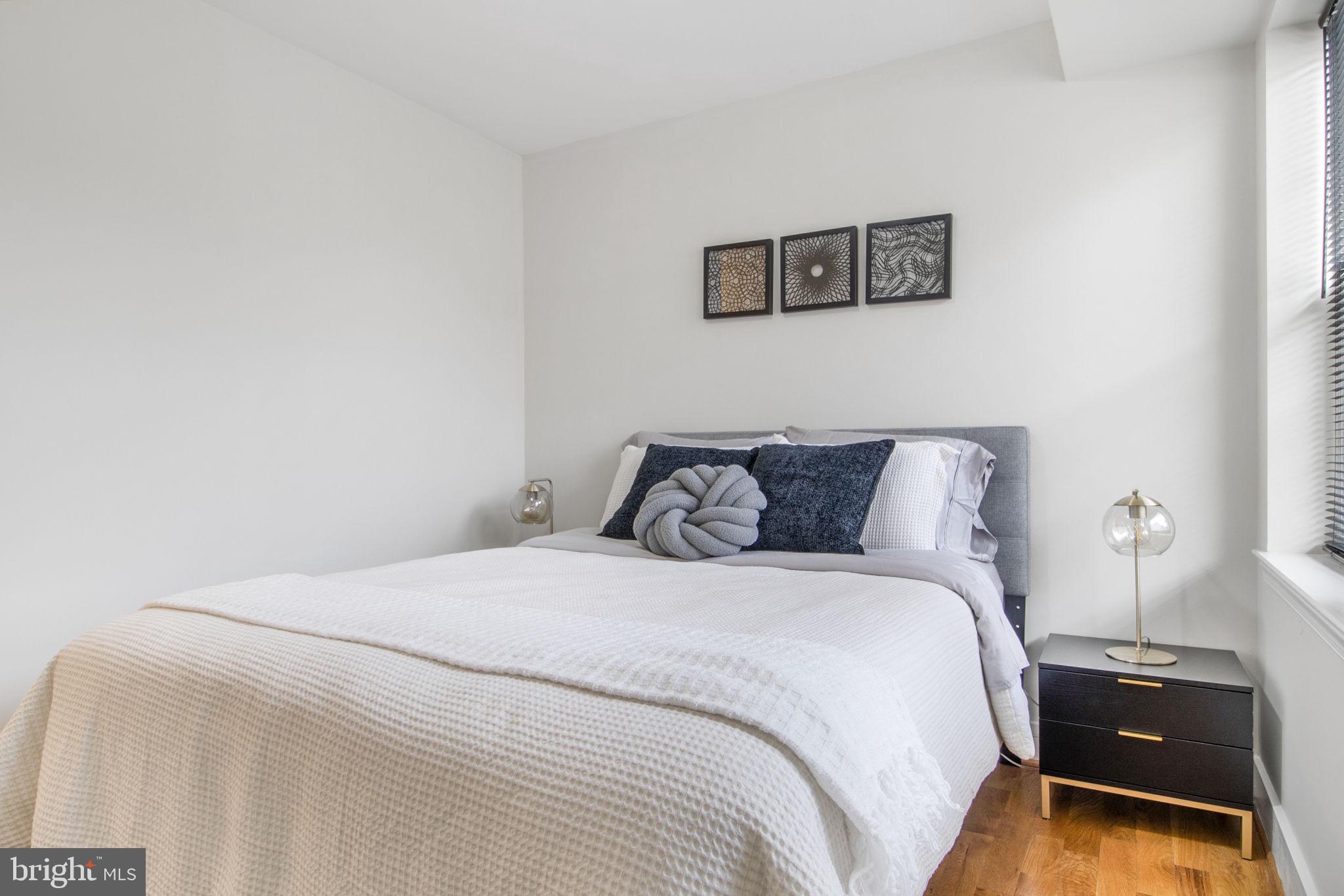 417 18th Street Northeast, Unit 101 Washington, DC 20002 - Photo 10 of 57 a bed room with a bed and painting on the wall