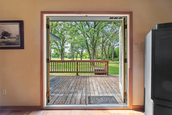 a view of a wooden door