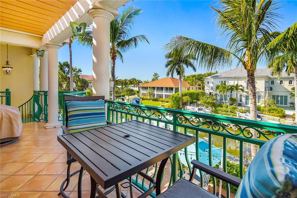 overlooking private pool and boat dock