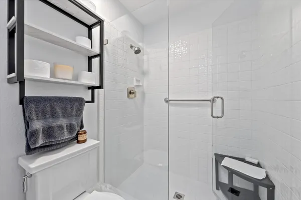 a bathroom with a shower