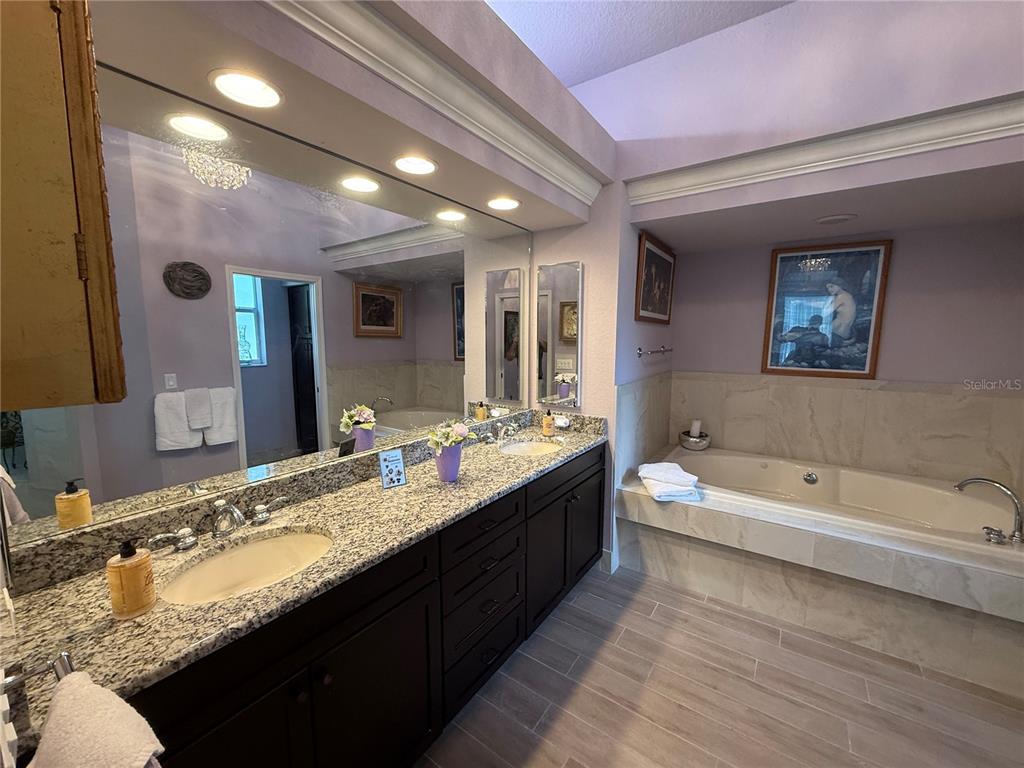 13110 Bamboo Street Spring Hill, FL 34609 - Photo 23 of 56 a spacious bathroom with a granite countertop tub sink and mirror