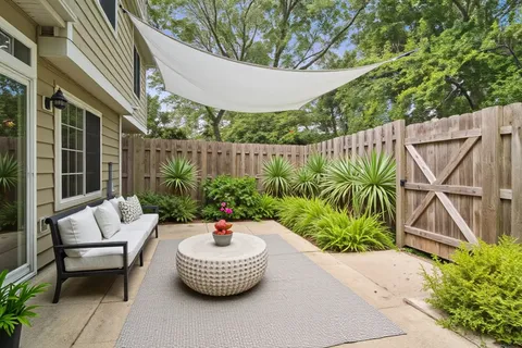 a outdoor view with a seating space