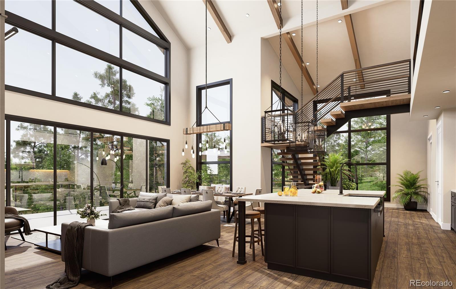 31334 Forest Shadow Trail Conifer, CO 80433 - Photo 5 of 16 a living room with large windows