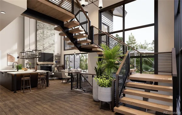 a living room with furniture fireplace and flat screen tv