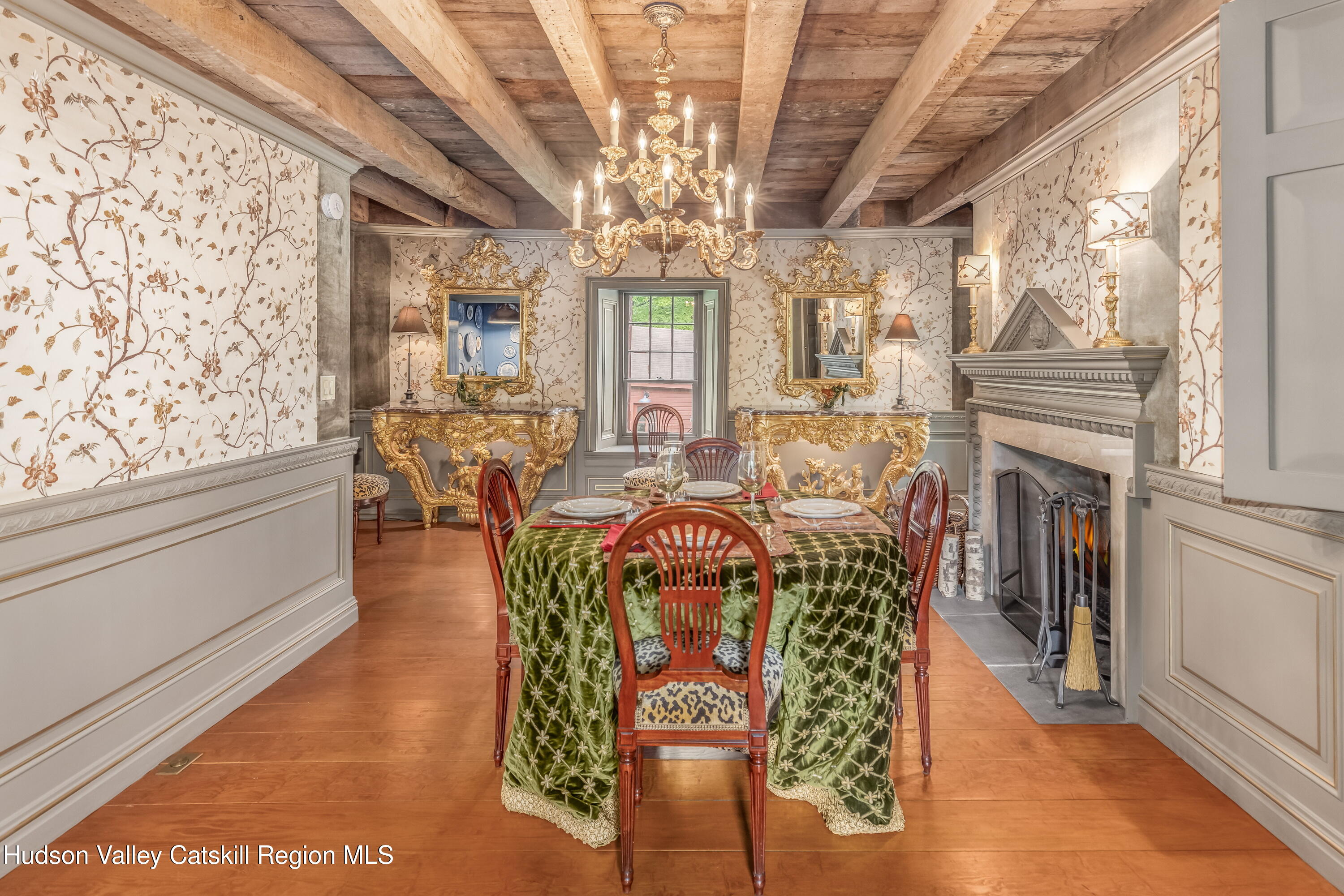 1282 Old Post Road New Paltz, NY 12561 - Photo 12 of 49 a view of a dining room with furniture a chandelier and a large window