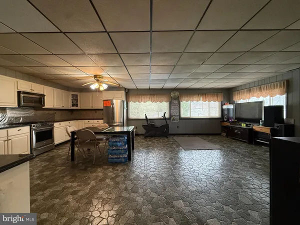 a kitchen with lots of counter top space