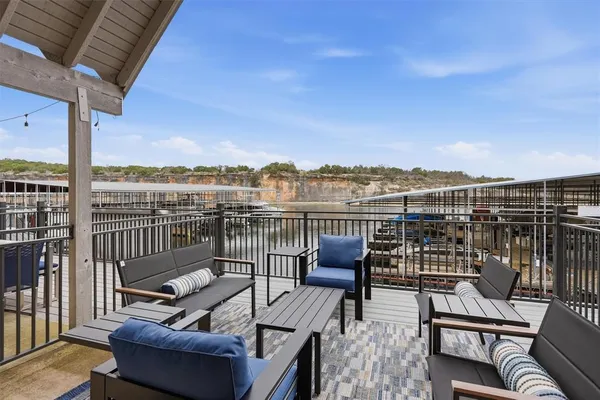 a view of a balcony with couch