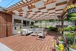 a outdoor space with patio lots of furniture and garden view