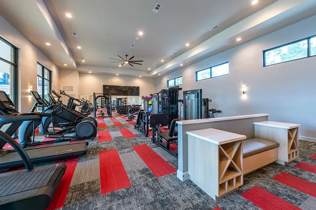 a view of a room with gym equipment