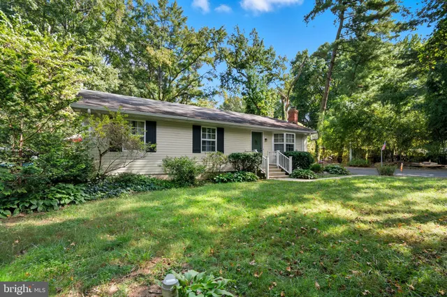 a view of a lake from a yard