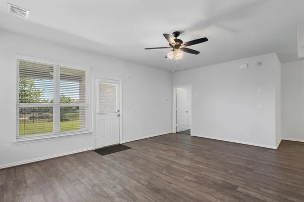 an aerial view of a highlighted house