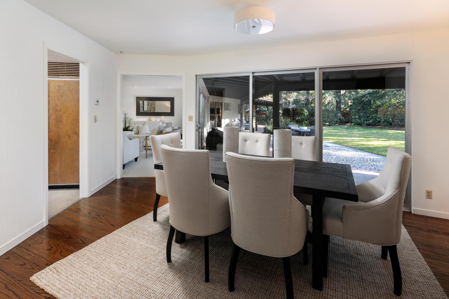 95 Mulberry Lane Atherton, CA 94027 - Photo 6 of 26 a view of a dining room with furniture window and wooden floor