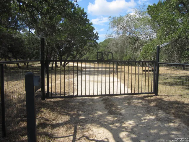 a view of a black gate