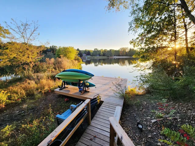a view of a balcony with lake view