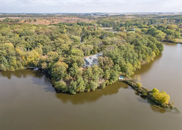 a view of a lake with houses