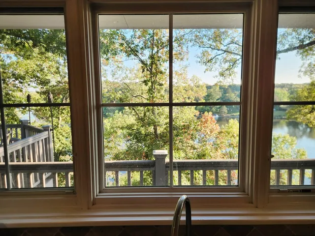 a view of a large window with an outdoor view