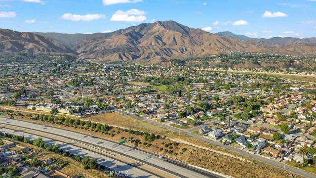 a view of a city with mountain