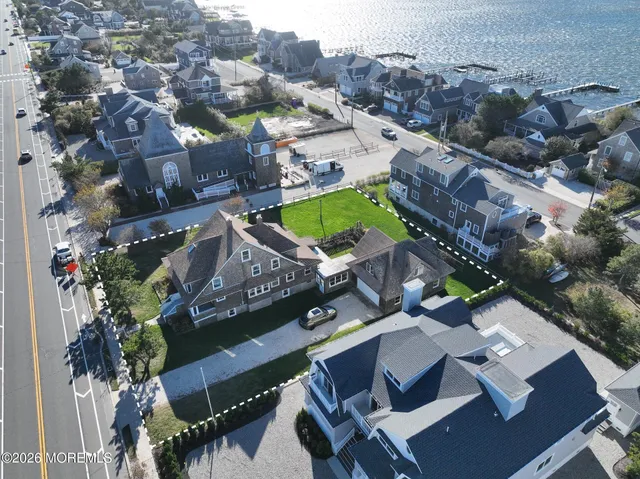 an aerial view of a house with a garden