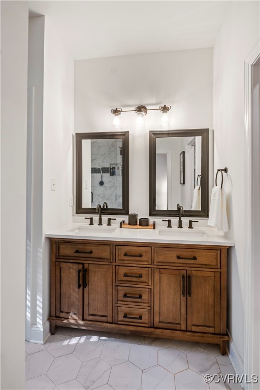 6310 Rock Run Road Chesterfield, VA 23832 - Photo 21 of 38 a bathroom with a granite countertop sink and a mirror