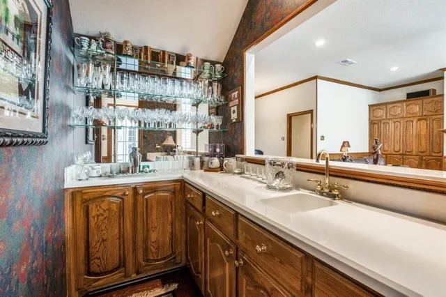 a view of a porch with a tv