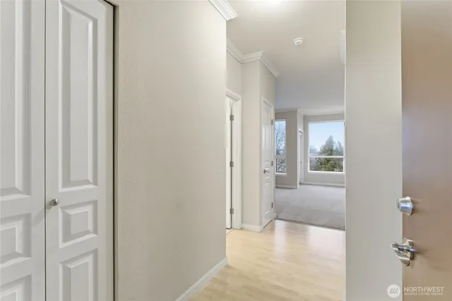 a view of a bathroom with a glass door