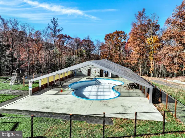 a view of a garden with a slide