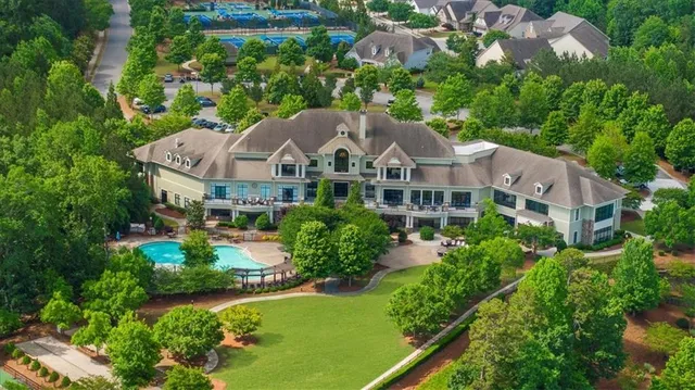 an aerial view of a house