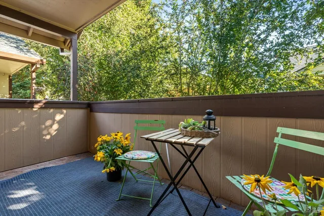 a outdoor view with a seating space