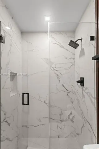 a bathroom with a shower
