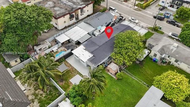 an aerial view of a house