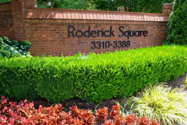 a view of outdoor space with garden and flowers