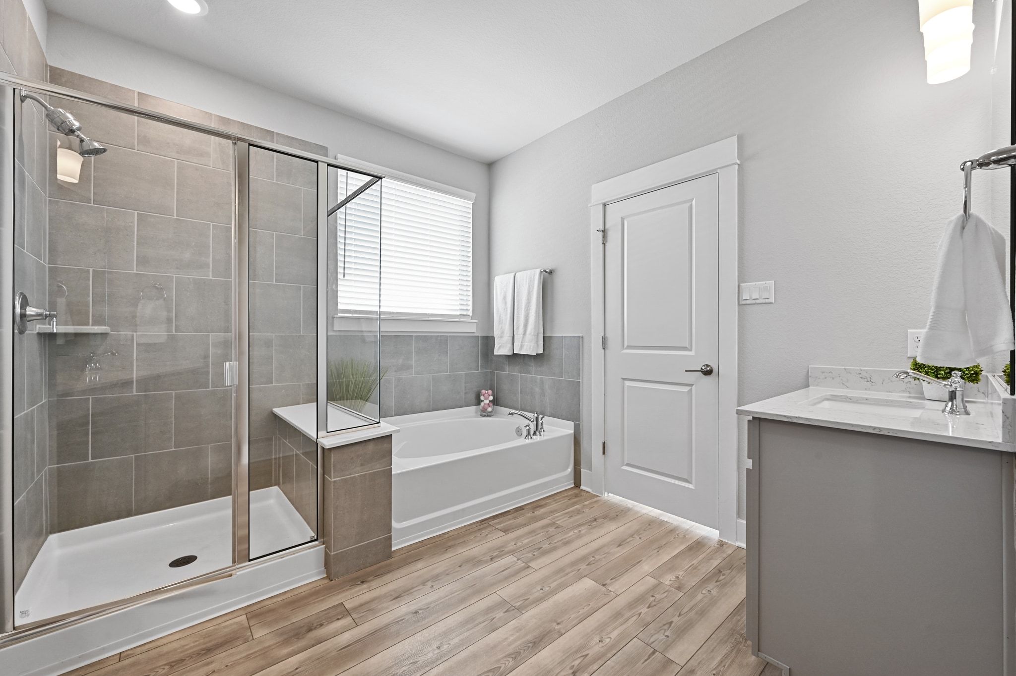 284 Grace Lilly Drive Buda, TX 78610 - Photo 22 of 40 a spacious bathroom with a tub sink and shower