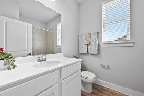 a view of small space with wooden floor