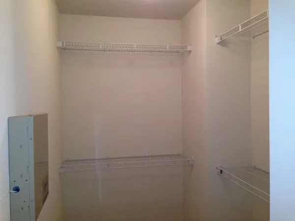 a view of small space with racks on the wall